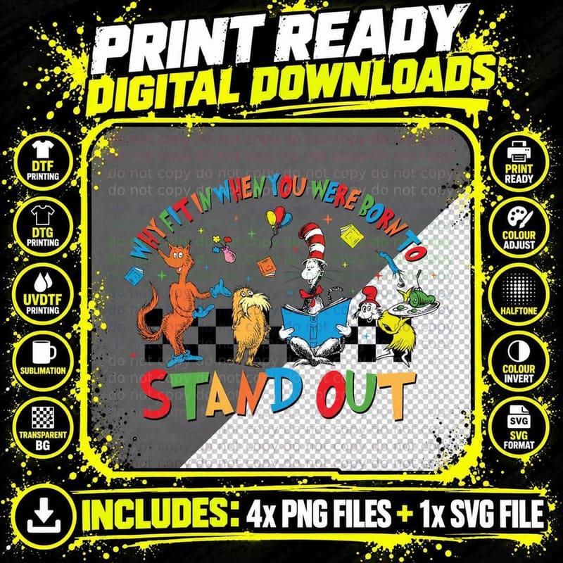 Why Fit in Born to Stand Out T-Shirt Png SVG Digital Bundle