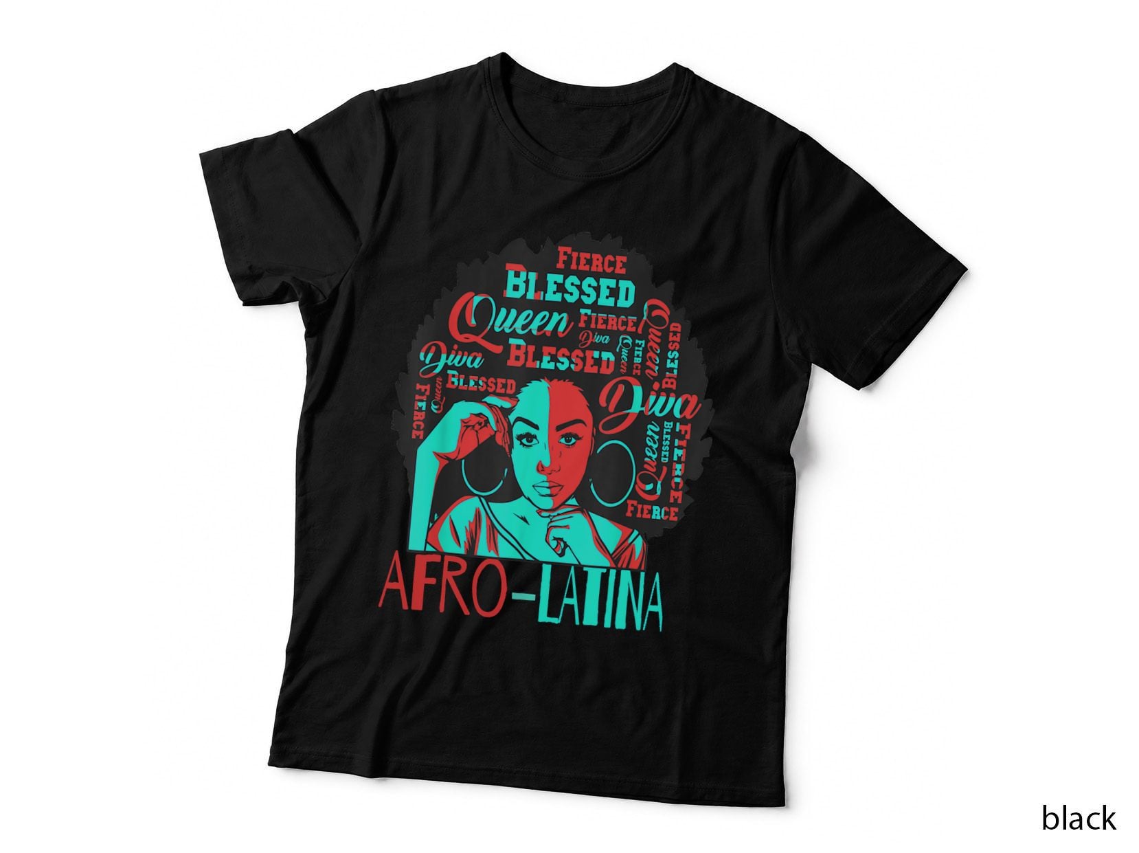Afro Latina Natural Hair Queen Black Women History Month T-Shirt