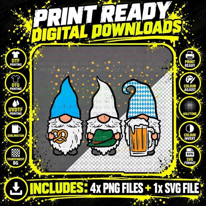 Bavarian Gnomes Octoberfest German Oktoberfest Men Women Png SVG Digital Bundle