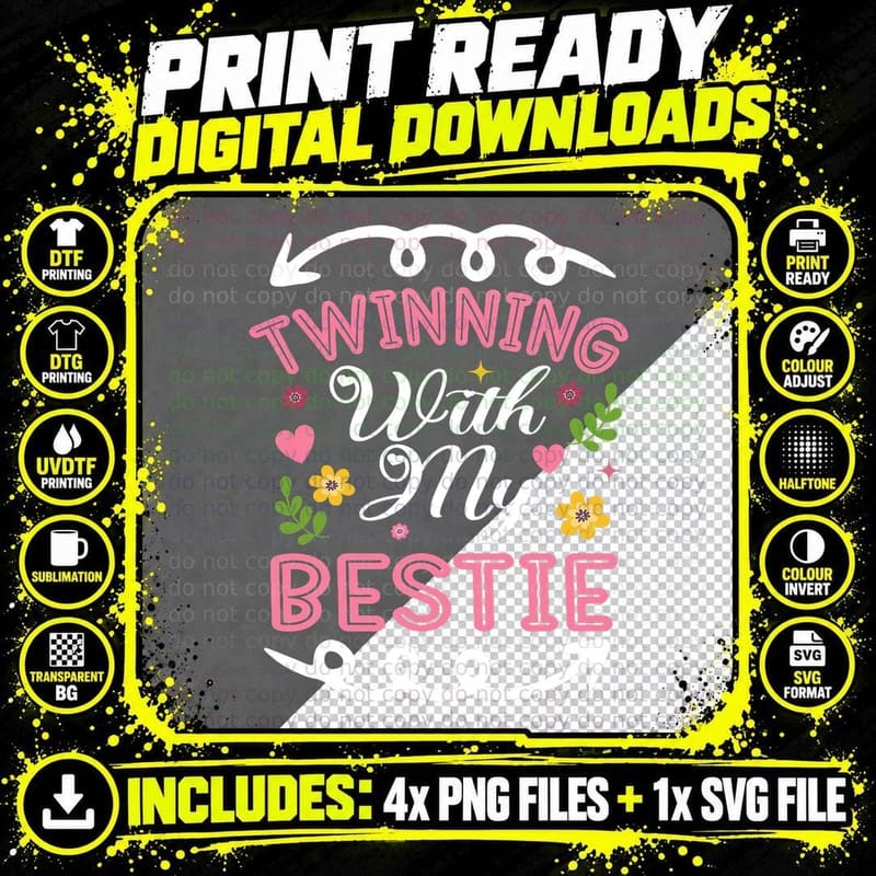 Best Friend Twinning with My Bestie Spirit Week Twin Day Png SVG Digital Bundle