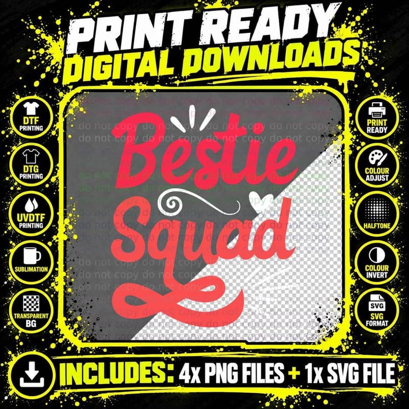 Bestie Squad Best Friends T-Shirt Png SVG Digital Bundle