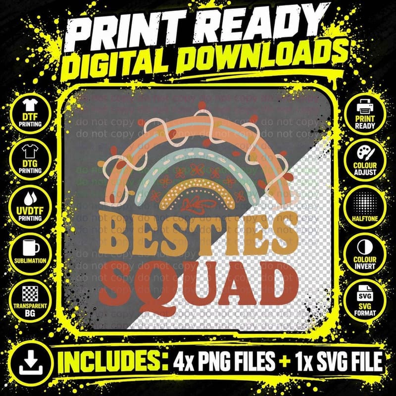 Besties Squad BFF Best Friends Bestie T-Shirt Png SVG Digital Bundle