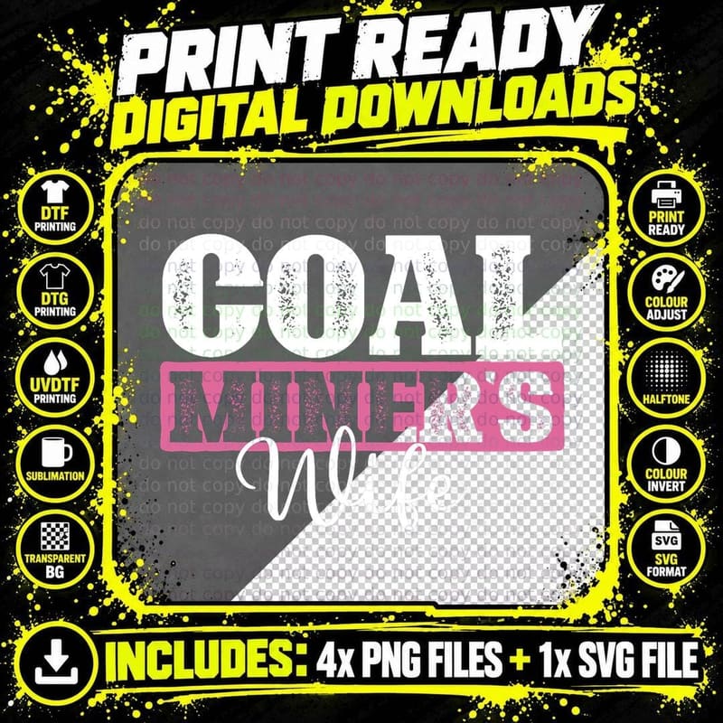 Coal Miner's Wife - Miner Pitman Underground Laborer Png SVG Digital Bundle