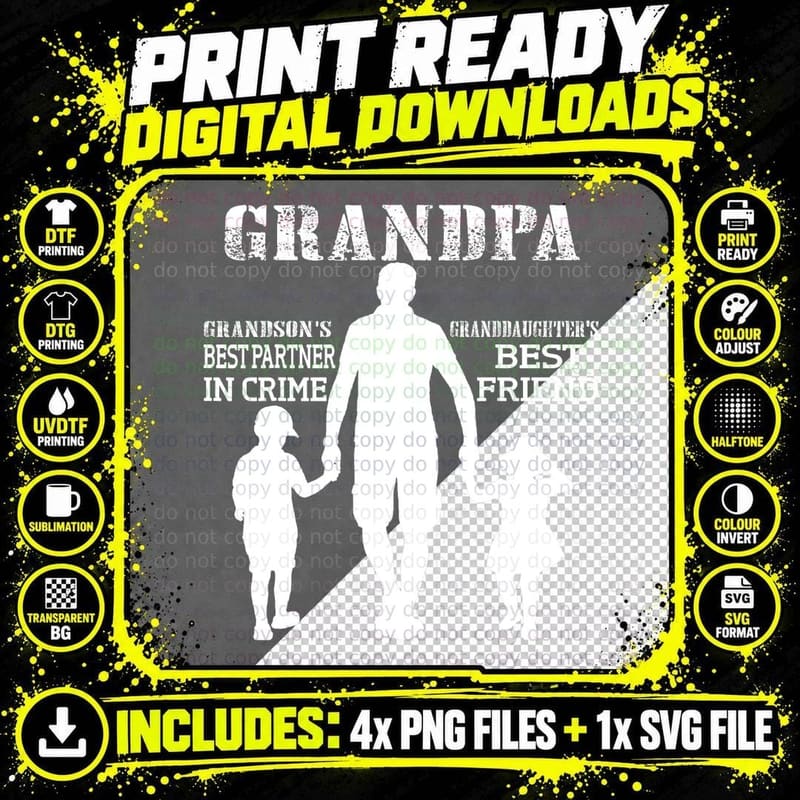 Grandaughter's Best Friend Grandson's Best Partner in Png SVG Digital Bundle