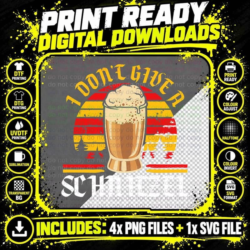 I Don't Give a Schnitzel Oktoberfest German Prost T-Shirt Png SVG Digital Bundle