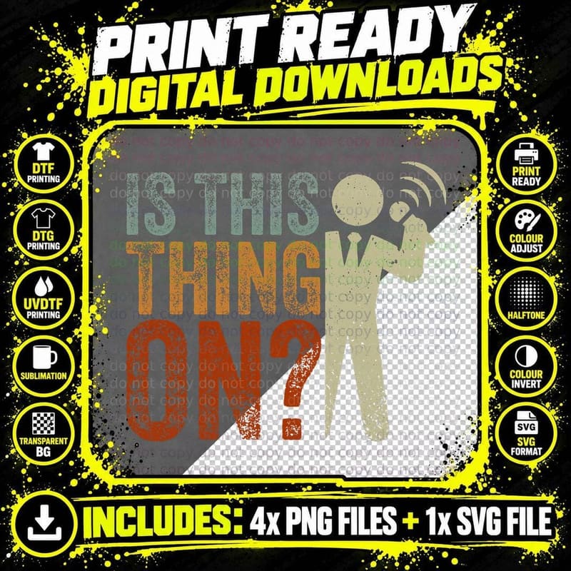 Is This Thing on Stand-Up Comedy Comedian Mic T-Shirt Png SVG Digital Bundle