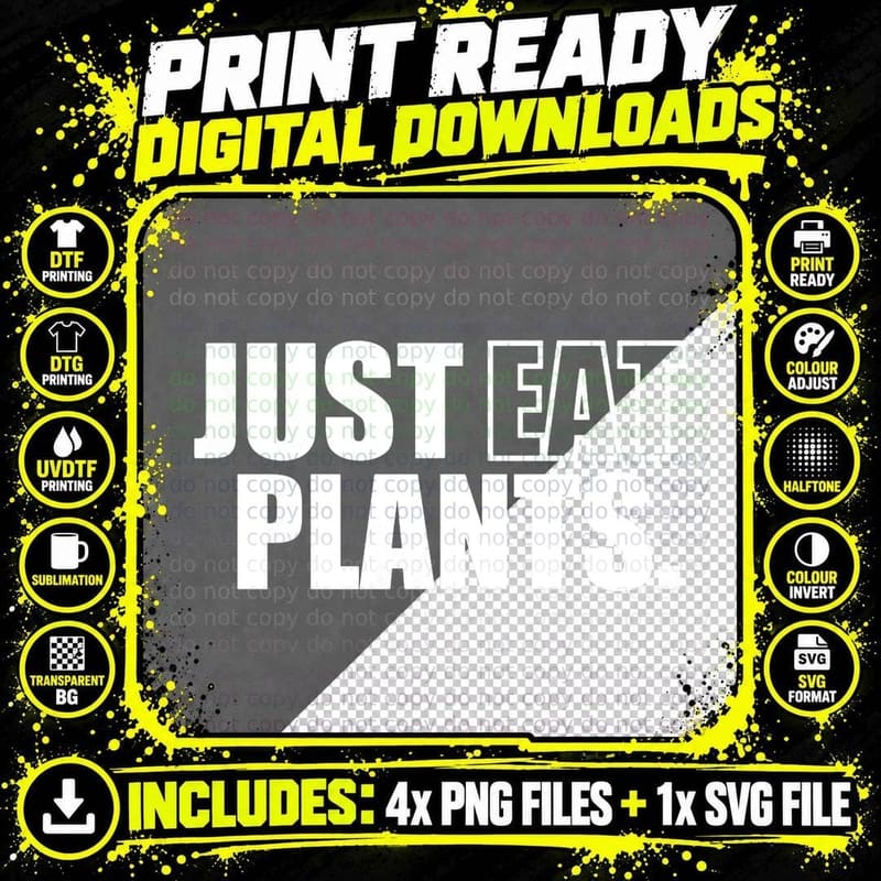 Just Eat Pescatarian, Plant Based T-Shirt Png SVG Digital Bundle