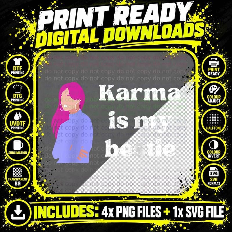 Karma Bestie Fate Destiny Cause Effect Consequences Png SVG Digital Bundle