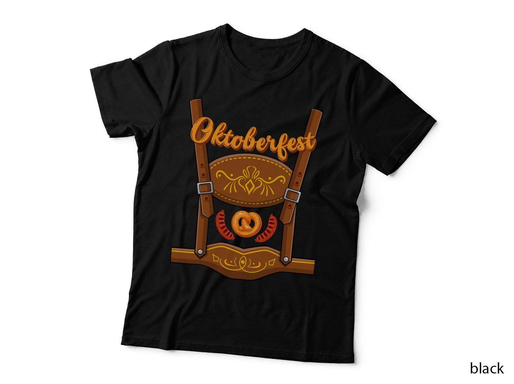 Lederhosen Oktoberfest Germany Costume Sausage Pretzel Mens T-Shirt