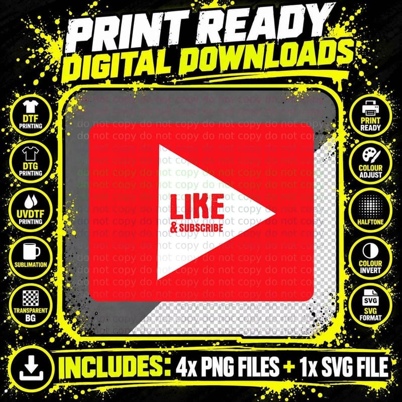 Like & Subscribe - Vlog Sub Video Social Media Png SVG Digital Bundle