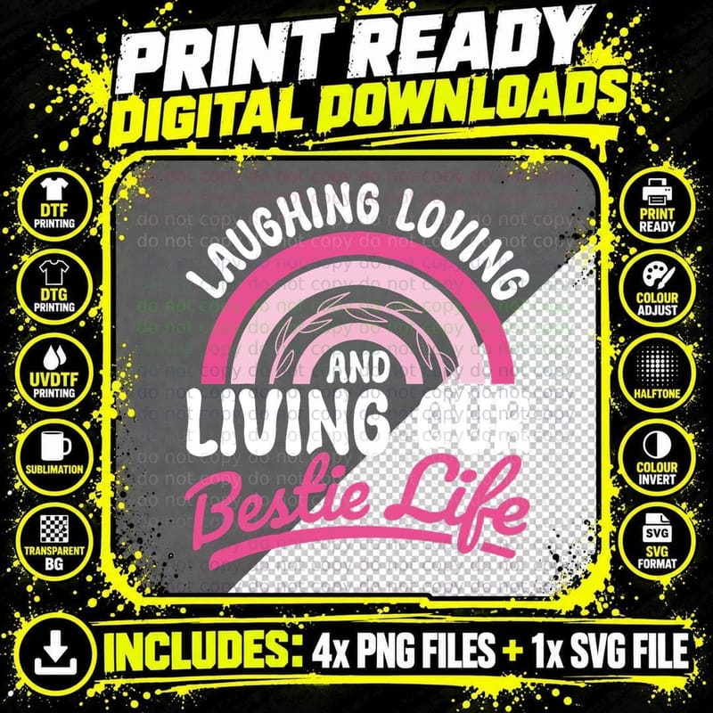 Living Our Bestie Life BFF Best Friends Bestie T-Shirt Png SVG Digital Bundle