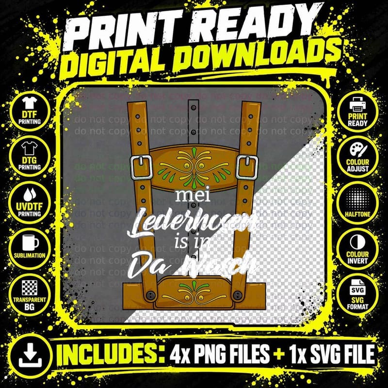 Mei Lederhosen Is in Da Wasch Men's Oktoberfest Costume Png SVG Digital Bundle