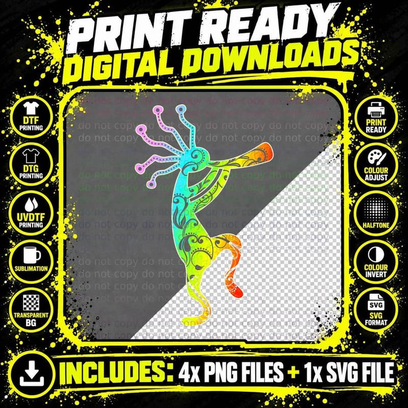 Native American Kokopelli Flute T-Shirt Png SVG Digital Bundle