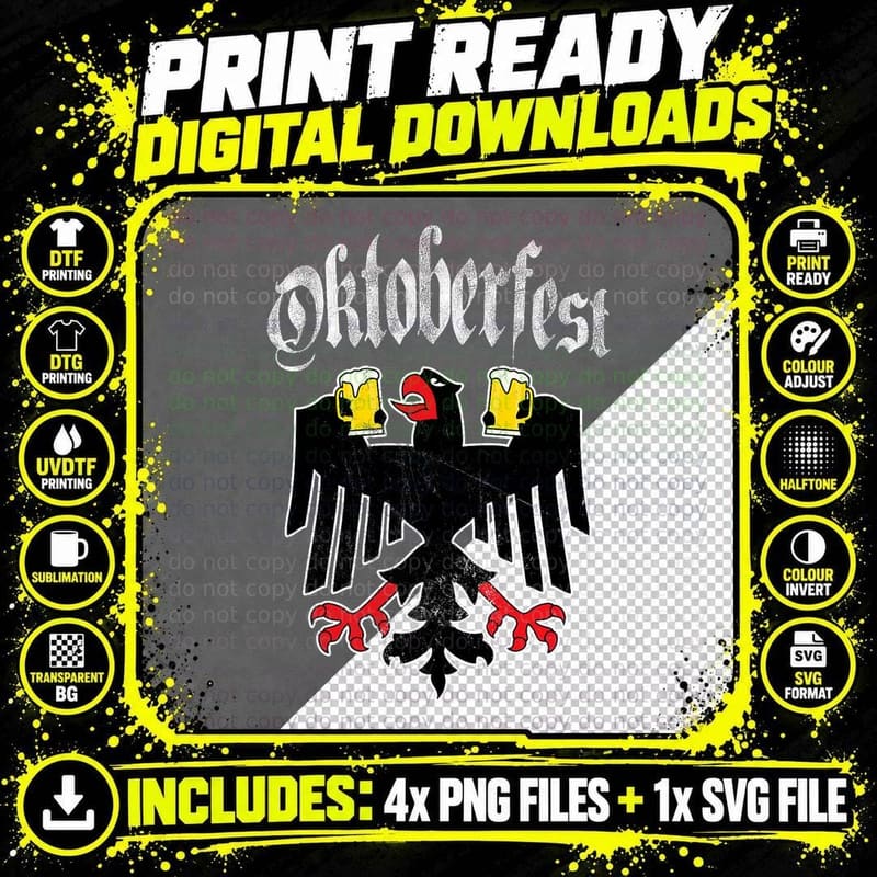Oktoberfest German Eagle Drinking Buddy T-Shirt Png SVG Digital Bundle