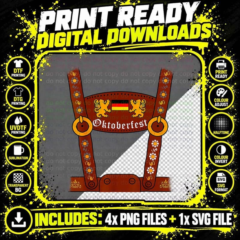 Oktoberfest Lederhosen Costume Cute German Bavarian Men Png SVG Digital Bundle