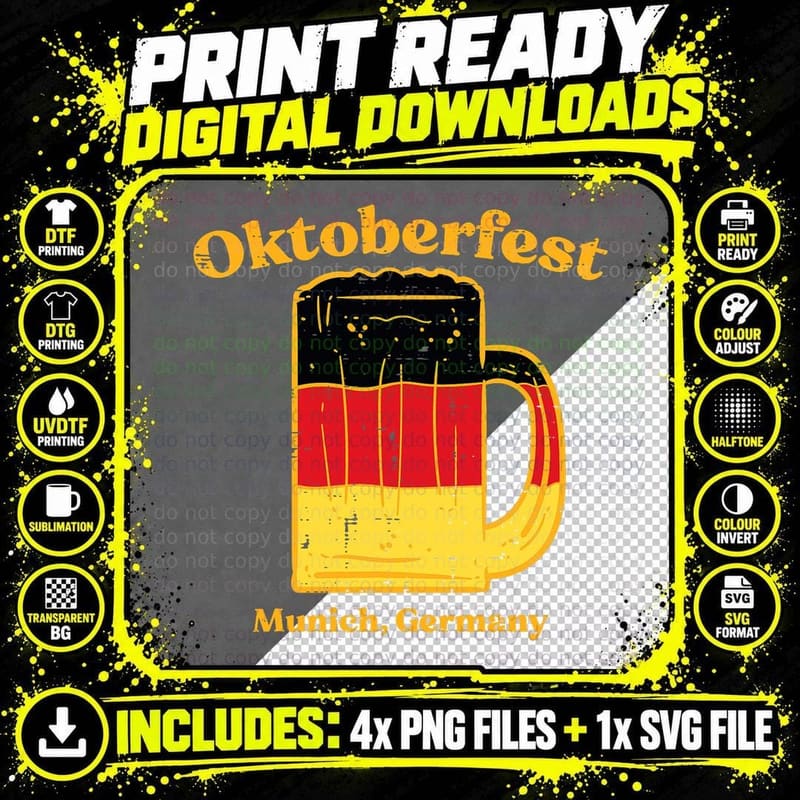 Oktoberfest Munich Germany Flag Bavarian Festival Men Png SVG Digital Bundle