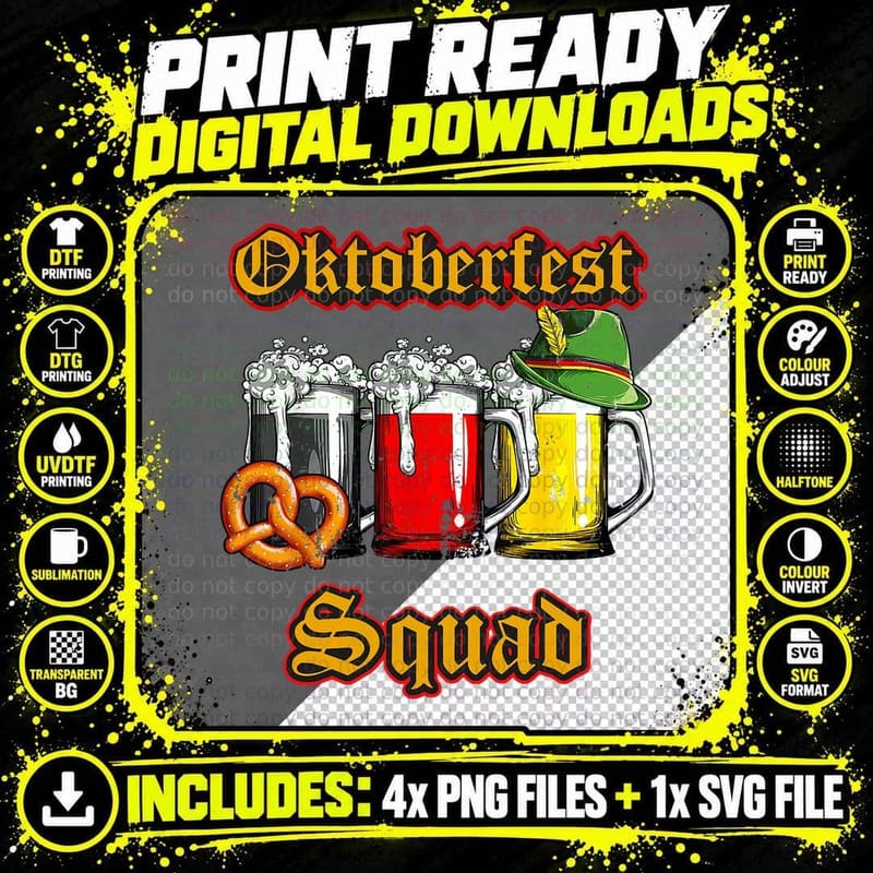 Oktoberfest Party Novelty Bavarian Drinking Squad Fun Png SVG Digital Bundle