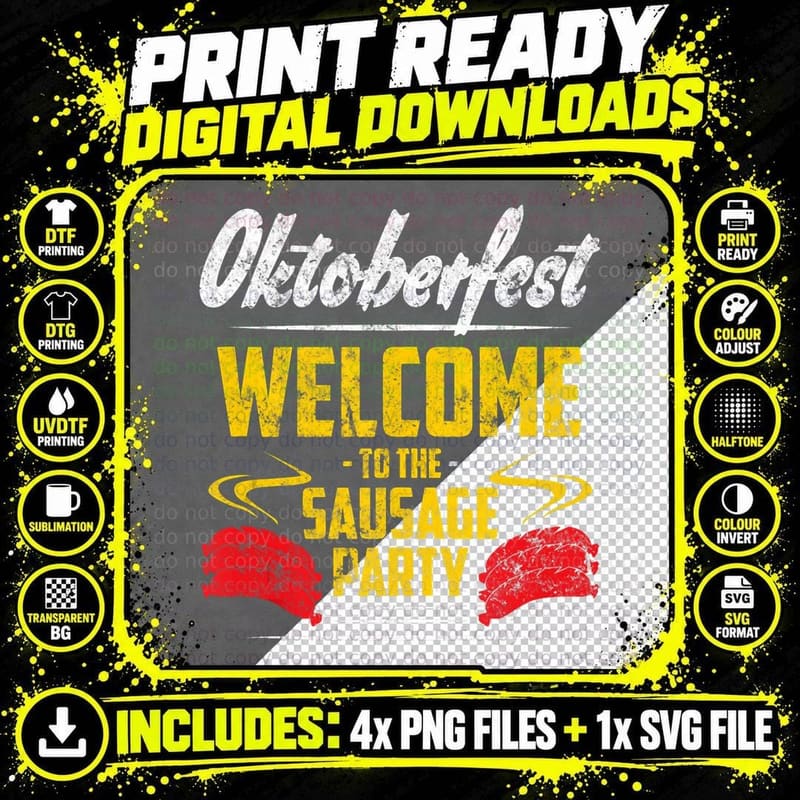 Oktoberfest Sausage Bratwurst for Men Women October Fest Png SVG Digital Bundle