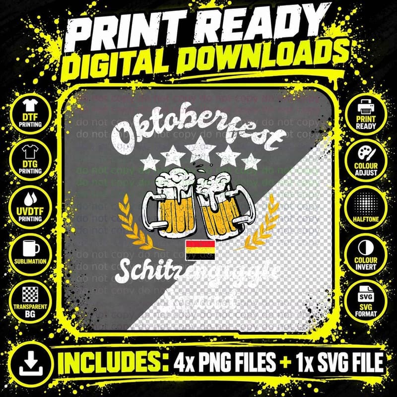 Oktoberfest Schitzengiggle Squad Happy Bavarian Festival Png SVG Digital Bundle