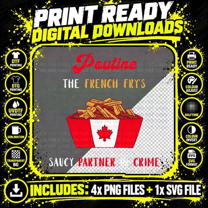 Poutine the French Fry's Saucy Partner in Crime Canadian Png SVG Digital Bundle