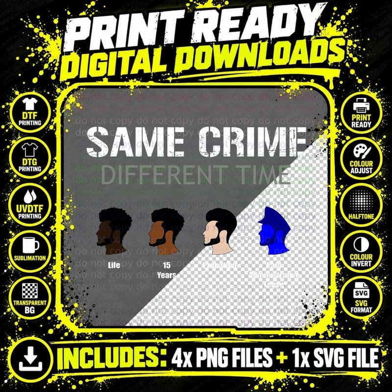 Same Crime Different Time Equal Rights for Everyone Png SVG Digital Bundle
