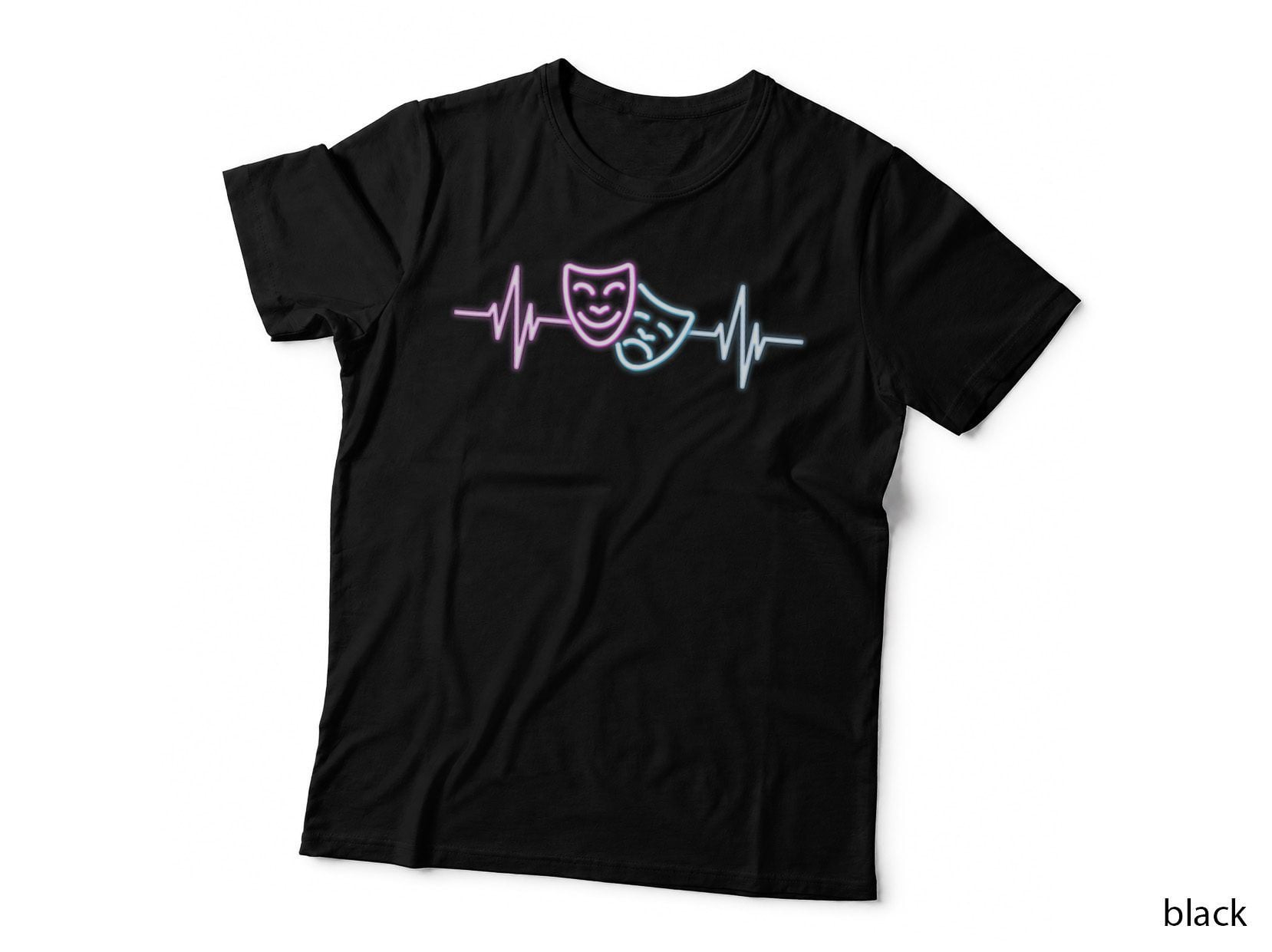 Theater Arts Mask Heartbeat Comedy and Tragedy Theater T-Shirt