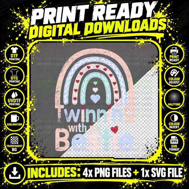 Twinning with My Bestie Best Friend Spirit Week Twin Day Png SVG Digital Bundle