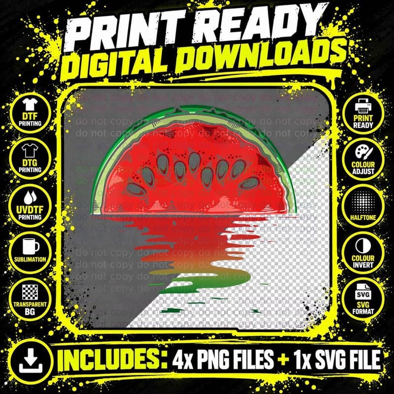 Watermelon Vaporwave Sunset T-Shirt Png SVG Digital Bundle