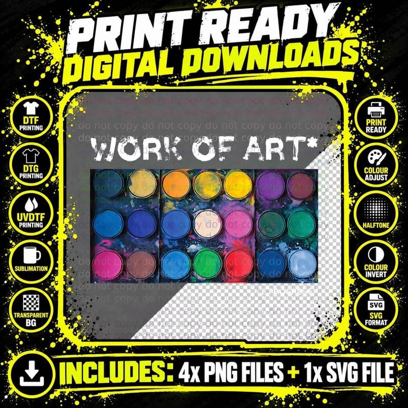 Work of Art in Progress T-Shirt, Artist Gift Png SVG Digital Bundle