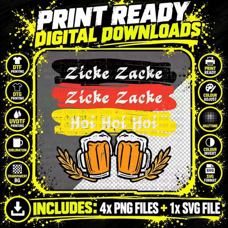Zicke Zacke German Bavarian Oktoberfest Festival Men Png SVG Digital Bundle