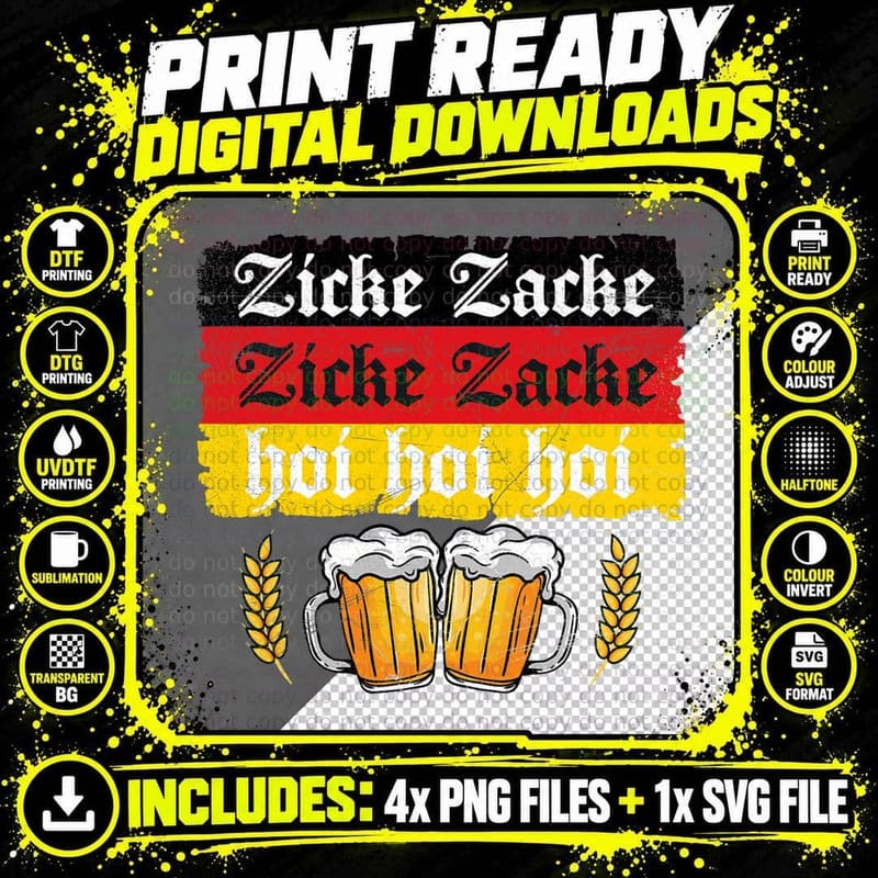 Zicke Zacke Hoi American Oktoberfest Clothing Men Women Png SVG Digital Bundle