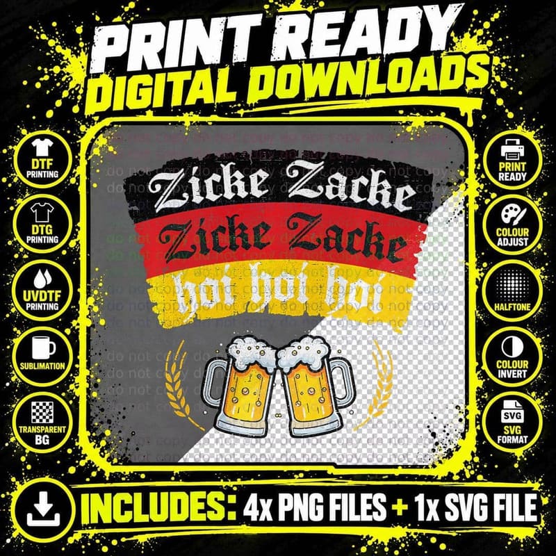 Zicke Zacke Hoi Germany Flag Oktoberfest German Png SVG Digital Bundle