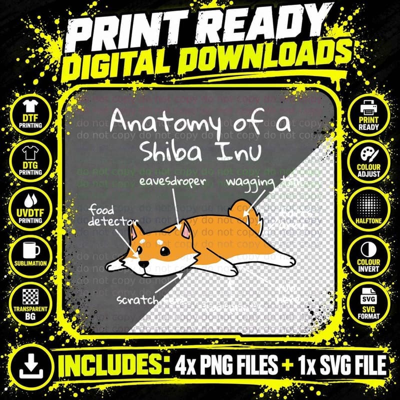 Anatomy of a Shiba Inu T-Shirt Png SVG Digital Bundle