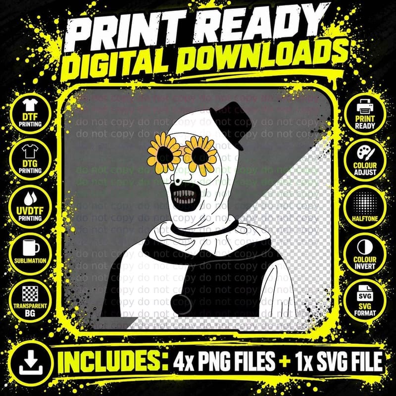 Art the Clown - Terrifier T-Shirt Png SVG Digital Bundle