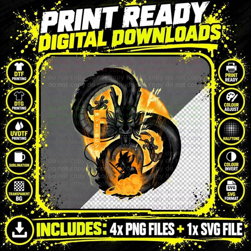 Attack of Shenron T-Shirt Png SVG Digital Bundle