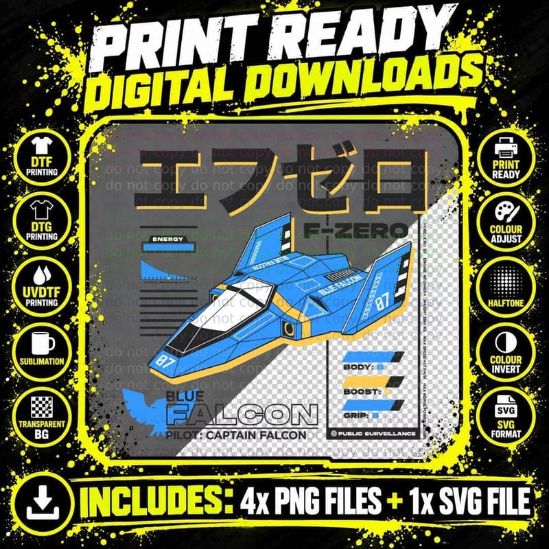 BLUE Falcon, Graphic T-Shirt Png SVG Digital Bundle