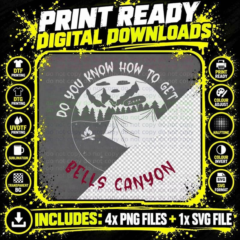 Bells Canyon Badge on Black T-Shirt Png SVG Digital Bundle