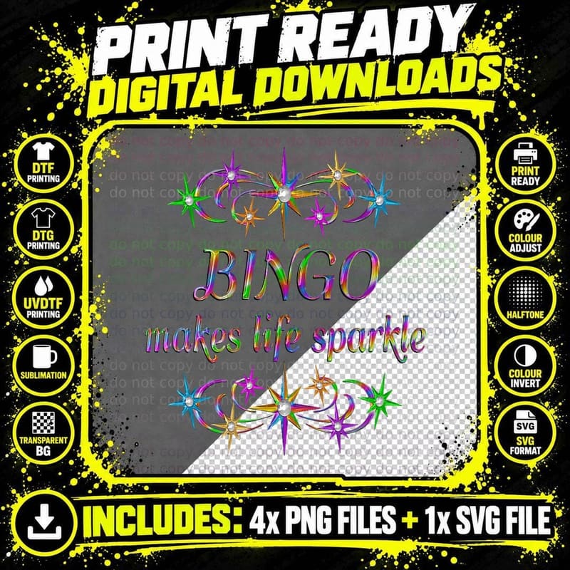 Bingo Makes Life Sparkle T-Shirt Png SVG Digital Bundle