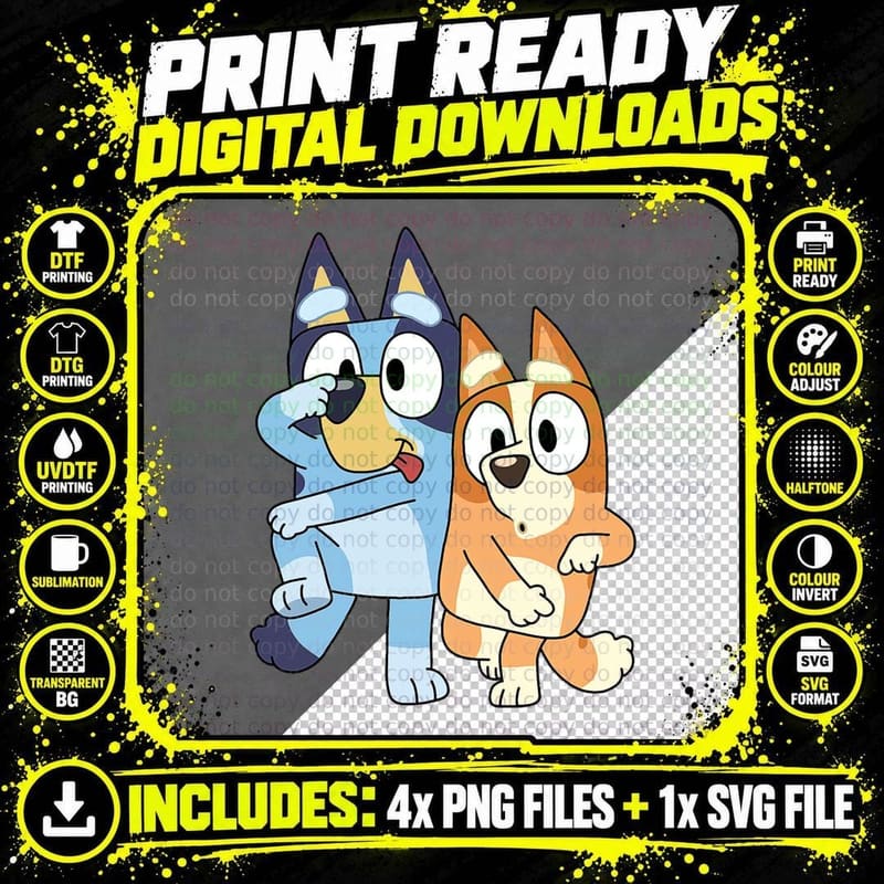 Bingo T-Shirt, Cartoon Character Print, Kids Apparel Png SVG Digital Bundle
