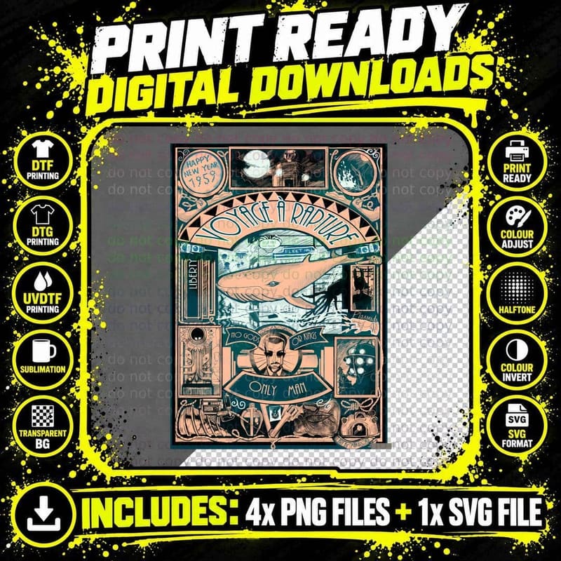 Bioshock JULES VERNE STYLE T-Shirt Png SVG Digital Bundle