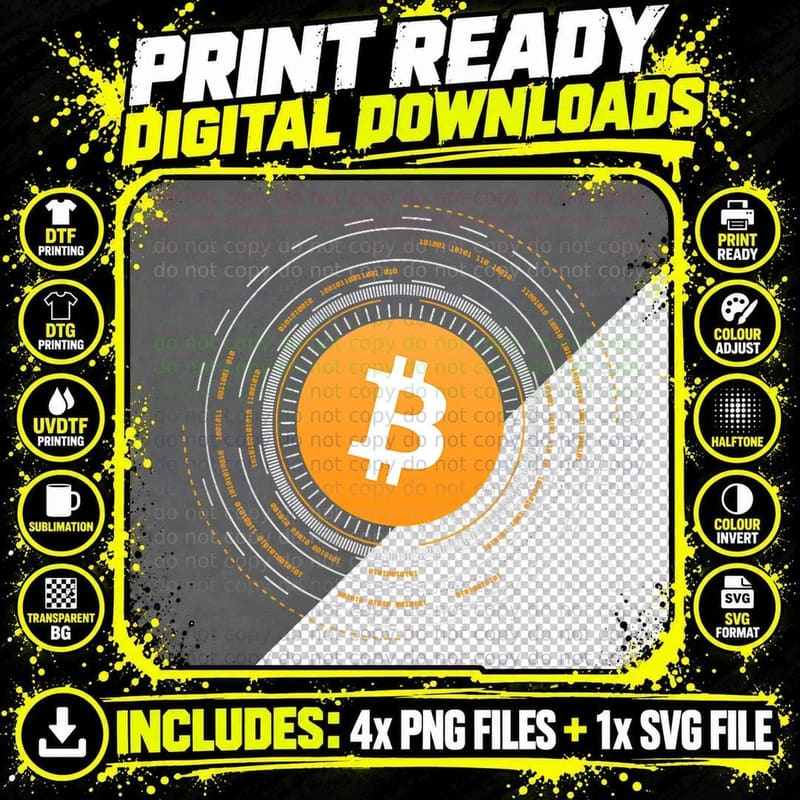 Bitcoin Cryptocurrency Crypto T-Shirt Png SVG Digital Bundle