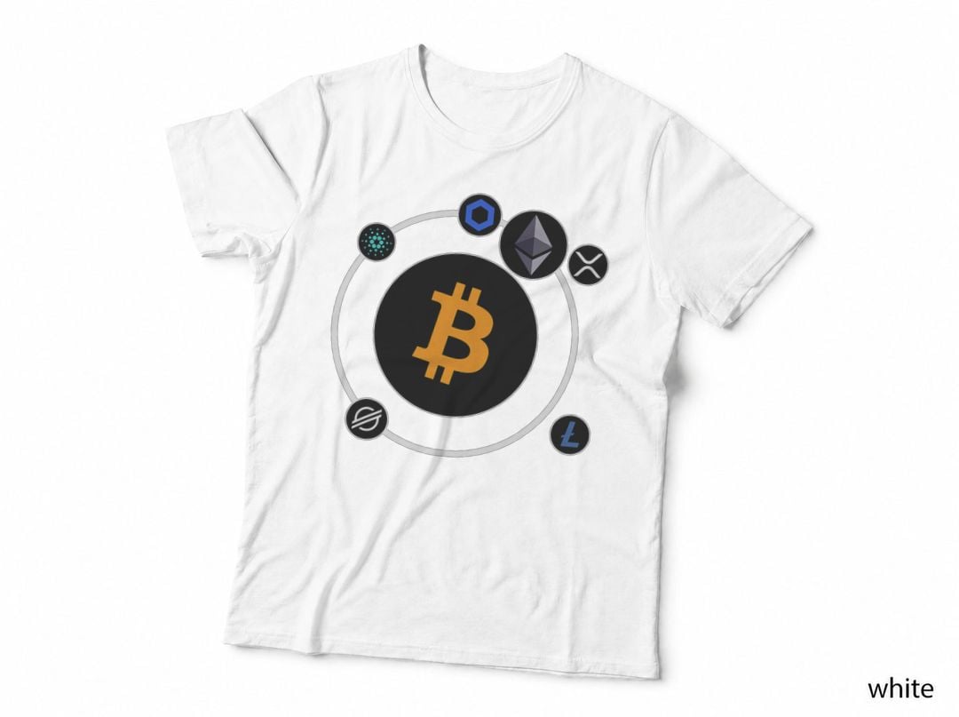 Bitcoin, Ether, XRP, Cardano, Litecoin, Chainlink Crypto T-Shirt