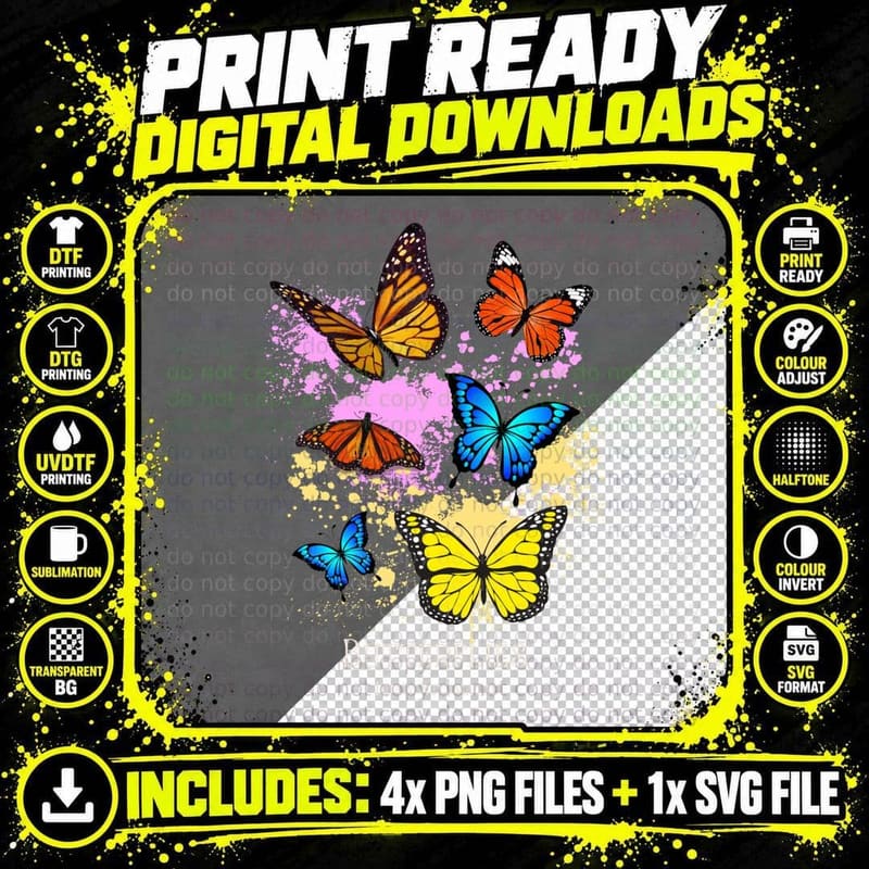 Butterflies in My Stomach T-Shirt, Cottagecore Artwork Png SVG Digital Bundle