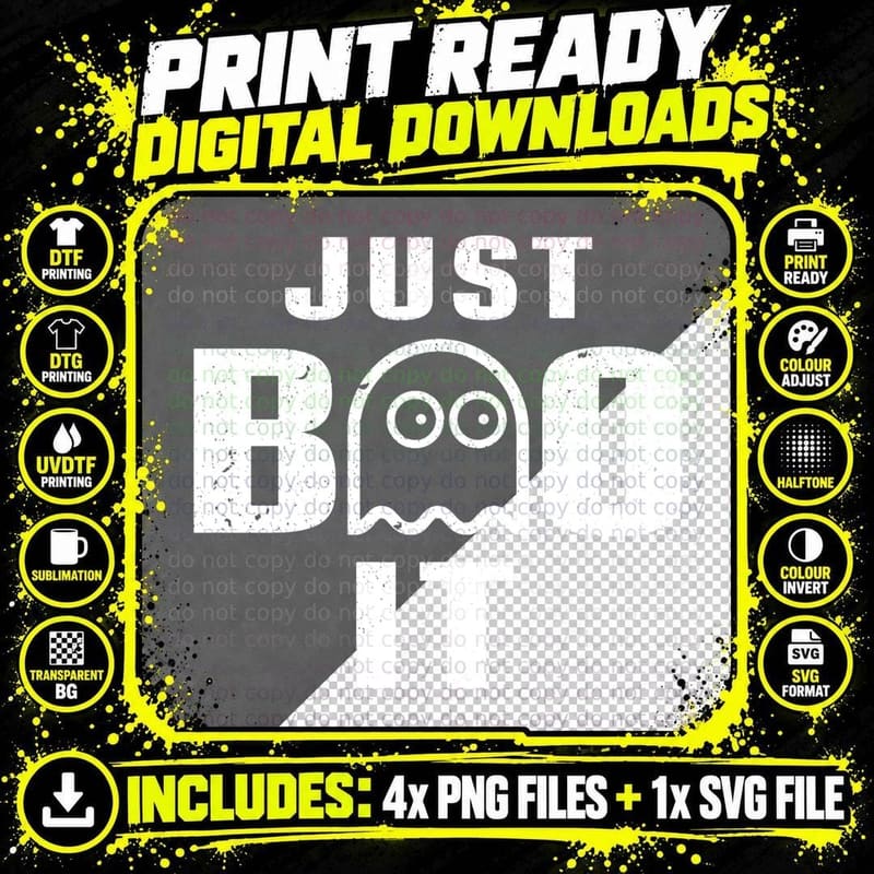 COOL Just Boo IT T-Shirt Png SVG Digital Bundle