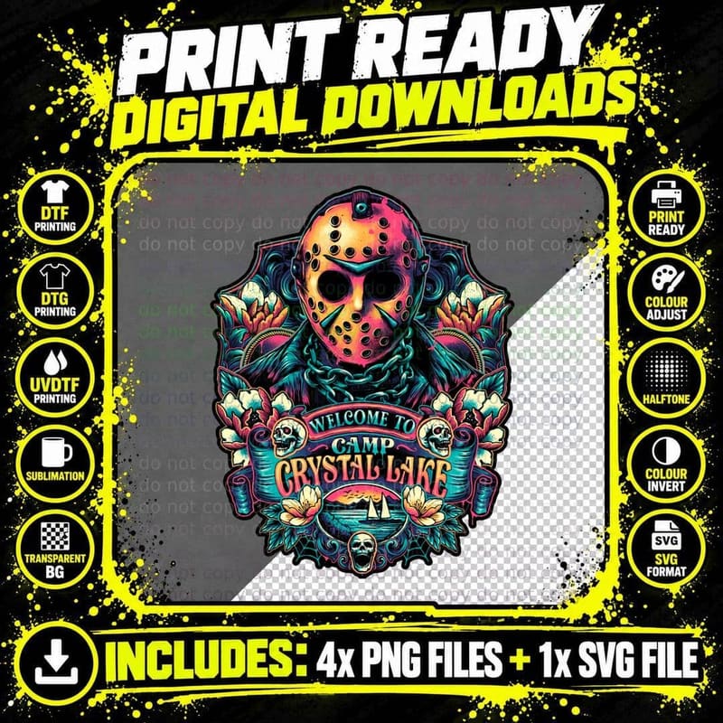 Camp Crystal Lake-Friday the 13th New Age Design T-Shirt Png SVG Digital Bundle