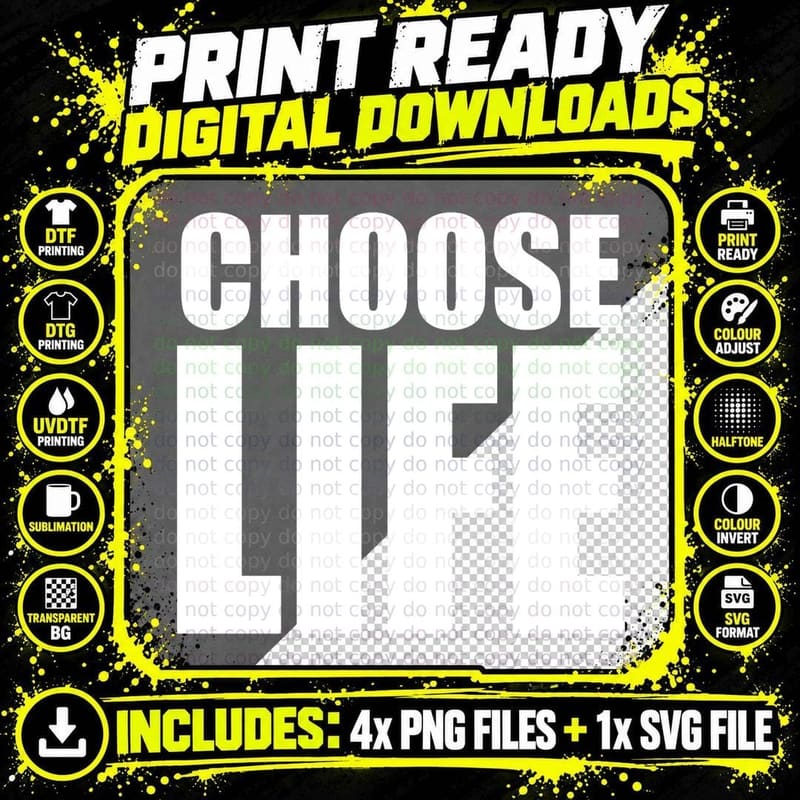 Choose LIFE - WHAM! T-Shirt Png SVG Digital Bundle