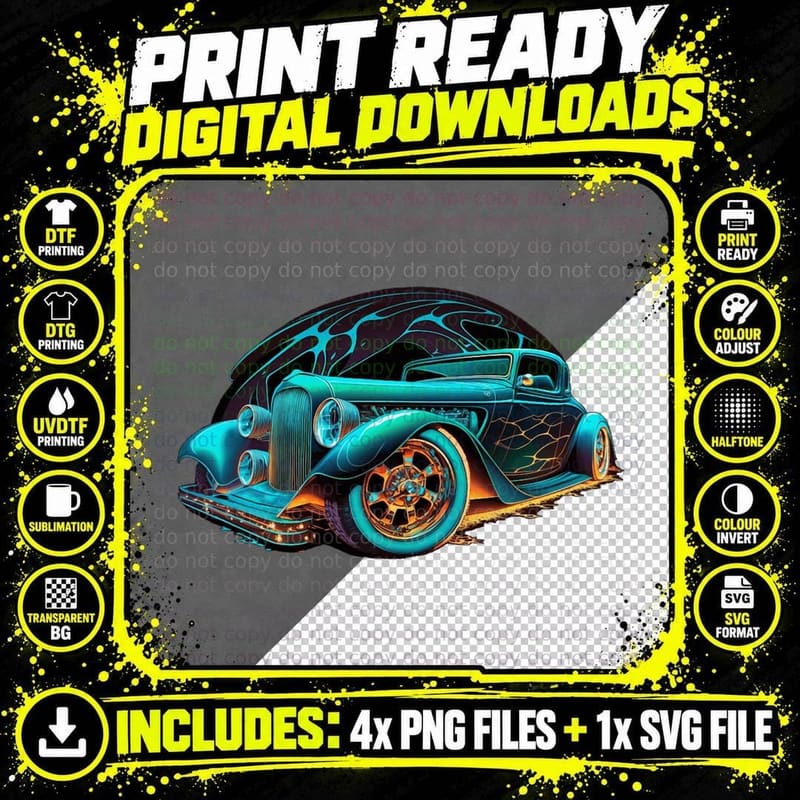 Colorfull Rat Rod T-Shirt Png SVG Digital Bundle