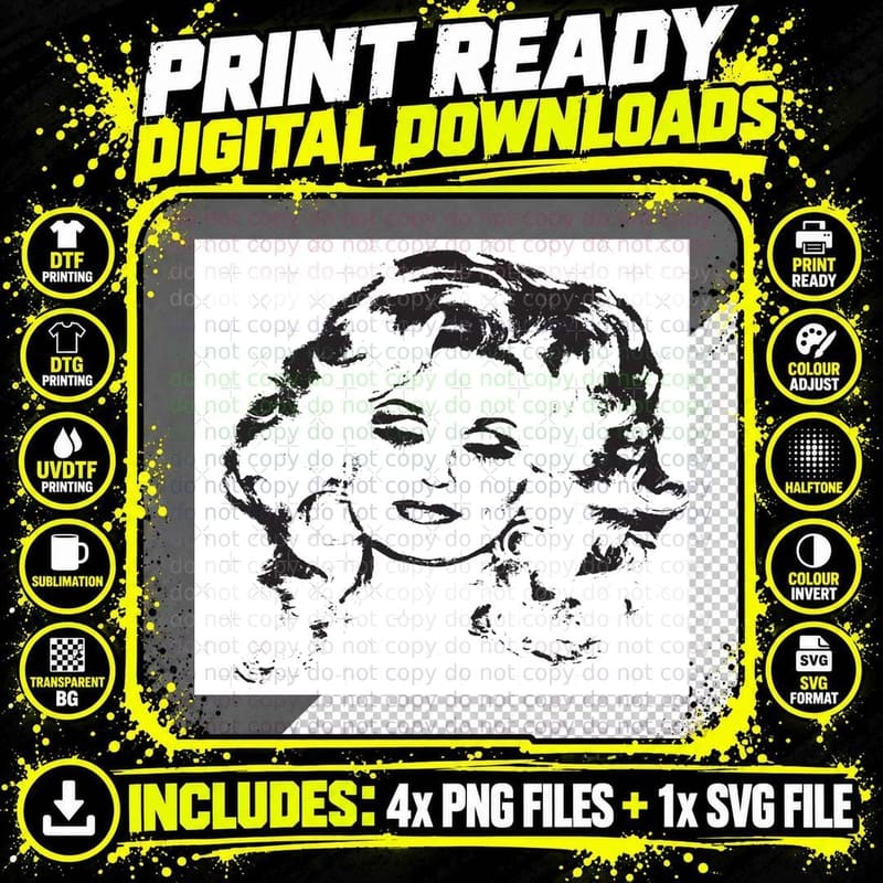 Dolly Parton Black and White T-Shirt Png SVG Digital Bundle