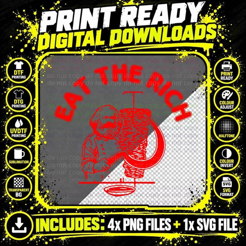 Eat the Rich Doner Döner Kebab Karl Marx Socialist Hasan Png SVG Digital Bundle