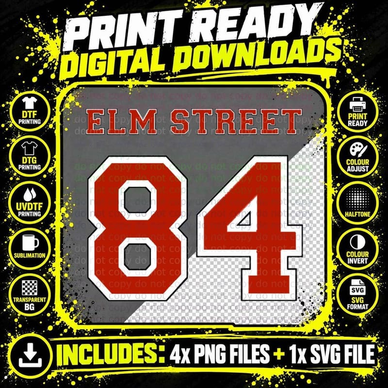 Elm Street Jersey - Nightmare '84 T-Shirt Png SVG Digital Bundle